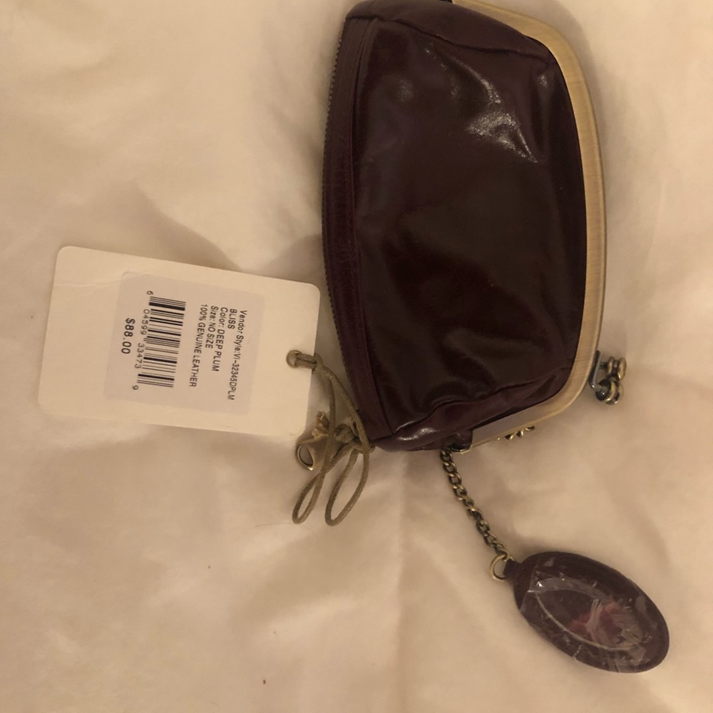 NWT HOBO Plum Coin Purse w/zippered pouch, snap closure, small mirror.